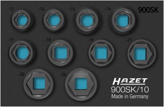 HAZET Schlag- | Maschinenschrauber Steckschlüsseleinsatz Satz 900SK/10 ∙ 1/2 Zoll (12,5 mm) Vierkant hohl ∙ Außen Sechskant-Tract