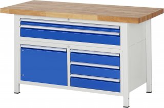 Werkbank höhenverstellbar 8922A2 | B1500xT700xH840-1040mm | 5xSchublade-VA | 1xTür