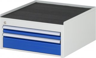 Schubladenschrank L1.1 | B580xT650xH285mm | MT-Top-25mm | 2xSchublade-VA
