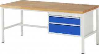 Werkbank höhenverstellbar 8223A1 | B2000xT900xH840-1040mm | 2xSchublade-VA