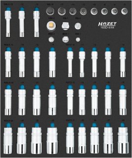HAZET Steckschlüsseleinsatz Satz 163D-4/44 ∙ 1/2 Zoll (12,5 mm) Vierkant hohl ∙ Innen Sechskant Profil | Außen Sechskant-Traction