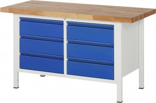 Werkbank 8473I2 | B1500xT700xH840-1040mm | 6xSchublade-TA