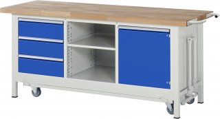 Werkbank mit Fahrgestell 8563 | B2000xT700xH880mm | 3xSchublade-TA | 1xTür