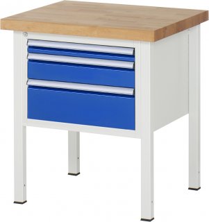 Werkbank höhenverstellbar 8126A2 | B750xT700xH840-1040mm | 3xSchublade-VA