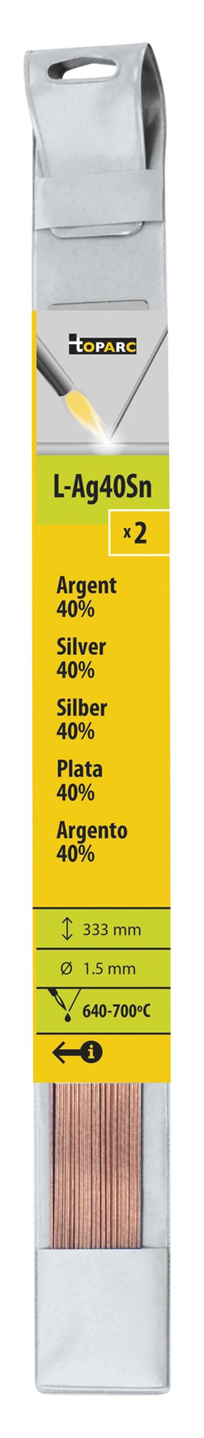 2 40%-Silber-Lötstäbe - Ø 1,5 mm - L. 333 mm