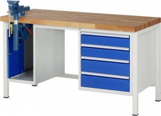 Werkbank höhenverstellbar 8185A1 | B1500xT700xH840-1040mm | 4xSchublade-VA | SSKL
