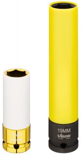 VIGOR Schlagschrauber Steckschlüsseleinsatz ∙ lang ∙ V5931 ∙ 1/2 Zoll (12,5 mm) Vierkant hohl ∙ Außen Sechskant Profil ∙ SW 19 m