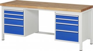 Werkbank höhenverstellbar 8182A1 | B2000xT700xH840-1040mm | 8xSchublade-VA