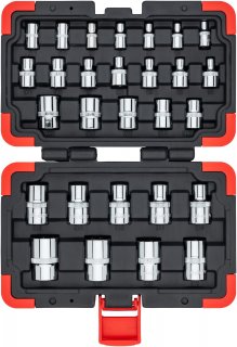 VIGOR T Steckschlüsseleinsatz Satz ∙ V2687N ∙ 1/4 Zoll (6,3 mm) Vierkant hohl | 3/8 Zoll (10 mm) Vierkant hohl | 1/2 Zoll (12,5 mm