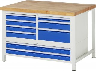 Werkbank höhenverstellbar 8933A2 | B1250xT900xH840-1040mm | 9xSchublade-TA