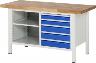 Werkbank höhenverstellbar 8464A2 | B1500xT700xH840-1040mm | 4xSchublade-VA