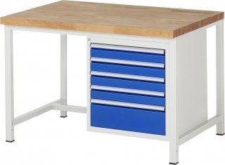 Werkbank höhenverstellbar 8168A1 | B1250xT900xH840-1040mm | 5xSchublade-VA