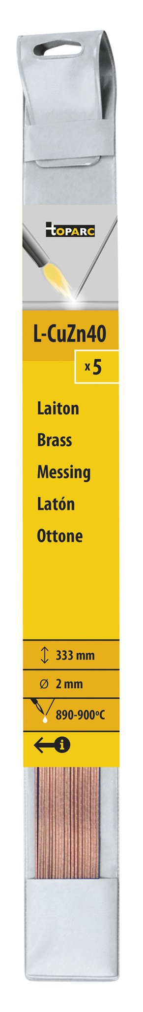 5 Messing-Lötstäbe - Ø 2,0 mm - L. 333 mm