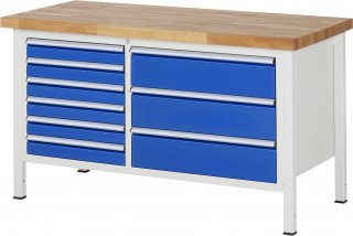 Werkbank höhenverstellbar 8653A2 | B1500xT700xH840-1040mm | 9xSchublade-VA