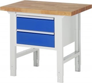 Werkbank höhenverstellbar 7125A1 | B1000xT700xH790-1140mm | 2xSchublade-VA