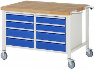 Fahrbare Werkbank 8477 | B1250xT900xH880mm | 8xSchublade-VA