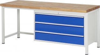 Werkbank höhenverstellbar 8357A1 | B2000xT700xH840-1040mm | 3xSchublade-VA