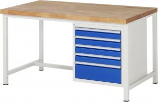 Werkbank höhenverstellbar 8168A1 | B1500xT900xH840-1040mm | 5xSchublade-VA