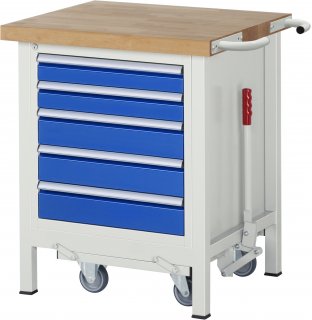 Werkbank mit Fahrgestell 8171 | B750xT700xH880mm | 5xSchublade-VA