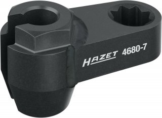 HAZET Abgassonden Einsatz 4680-7 ∙ 1/2 Zoll (12,5 mm) Doppel-Vierkant hohl ∙ Außen Sechskant Profil ∙ SW 14 mm