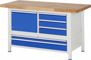 Werkbank höhenverstellbar 8932A2 | B1500xT700xH840-1040mm | 5xSchublade-TA | 1xTür