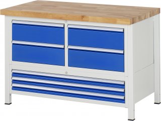 Werkbank höhenverstellbar 8934A2 | B1250xT700xH840-1040mm | 7xSchublade-TA