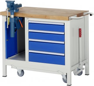 Werkbank mit Fahrgestell 8185 | B1000xT700xH880mm | 4xSchublade-VA | 1xSSK