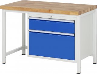 Werkbank höhenverstellbar 8256A1 | B1250xT700xH840-1040mm | 2xSchublade-VA