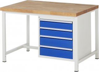 Werkbank höhenverstellbar 8162A1 | B1250xT900xH840-1040mm | 4xSchublade-VA