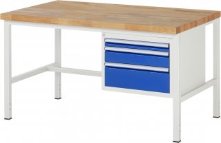 Werkbank höhenverstellbar 8126A1 | B1500xT900xH840-1040mm | 3xSchublade-VA