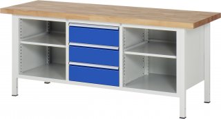 Werkbank höhenverstellbar 8565A2 | B2000xT700xH840-1040mm | 3xSchublade-VA