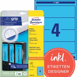 Avery Zweckform Ordneretikett L4767-20 61x192mm bl 80 St./Pack.