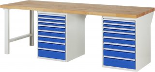 Werkbank 7519A8 | B2500xT900xH840mm | 16xSchublade-VA