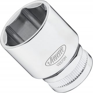 VIGOR Steckschlüsseleinsatz ∙ V2570N ∙ 1/2 Zoll (12,5 mm) Vierkant hohl ∙ Außen Sechskant Profil ∙ SW 24 mm