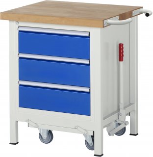 Werkbank mit Fahrgestell 8157 | B750xT700xH880mm | 3xSchublade-VA