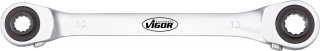 VIGOR Doppel Ratschen-Ringschlüssel ∙ V2705 ∙ Außen Doppelsechskant Profil ∙ SW 10 x 13 · 17 x 19