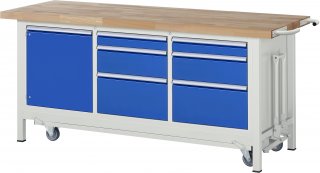 Werkbank mit Fahrgestell 8570 | B2000xT700xH880mm | 6xSchublade-TA | 1xTür
