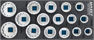 HAZET Steckschlüssel Satz 163-643/16 ∙ 3/4 Zoll (20 mm) Vierkant hohl ∙ Außen Doppelsechskant-Tractionsprofil ∙ 16-teilig ∙ <sup