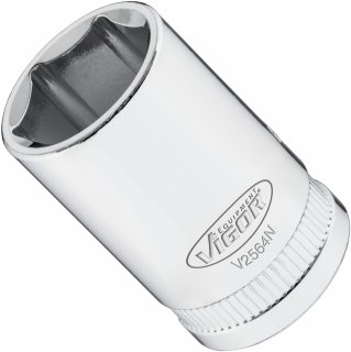 VIGOR Steckschlüsseleinsatz ∙ V2564N ∙ 1/2 Zoll (12,5 mm) Vierkant hohl ∙ Außen Sechskant Profil ∙ SW 18 mm