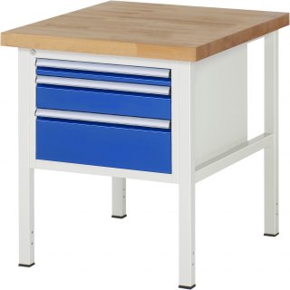 Werkbank höhenverstellbar 8126A2 | B750xT900xH840-1040mm | 3xSchublade-VA