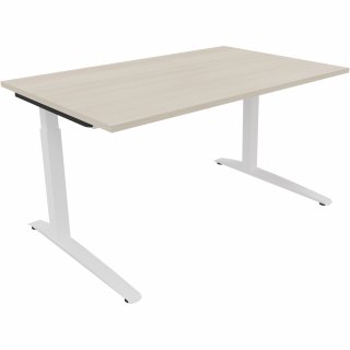 Schreibtisch Kufe Einzels. Quadrat B1400xT700xH650-850 ws/Lichtgrau