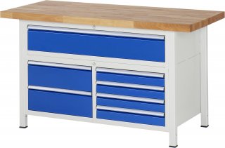 Werkbank höhenverstellbar 8921A2 | B1500xT700xH840-1040mm | 7xSchublade-VA