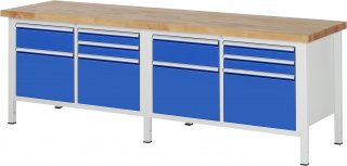 Werkbank höhenverstellbar 8472A2 | B2500xT700xH840-1040mm | 10xSchublade-VA