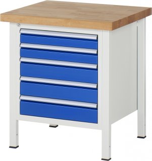 Werkbank höhenverstellbar 8171A2 | B750xT700xH840-1040mm | 5xSchublade-VA