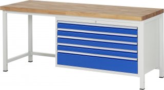 Werkbank höhenverstellbar 8368A1 | B2000xT700xH840-1040mm | 5xSchublade-VA