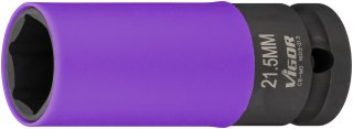 VIGOR Schlagschrauber Steckschlüssel ∙ V6313-21.5 ∙ 1/2 Zoll (12,5 mm) Vierkant hohl ∙ Außen Sechskant Profil ∙ 80 mm
