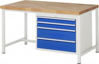 Werkbank höhenverstellbar 8261A1 | B1500xT900xH840-1040mm | 4xSchublade-VA