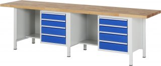 Werkbank höhenverstellbar 8453A2 | B3000xT700xH840-1040mm | 8xSchublade-VA