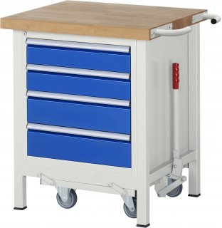 Werkbank mit Fahrgestell 8162 | B750xT700xH880mm | 4xSchublade-VA