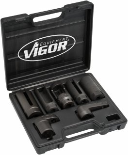 VIGOR Lambdasonden Satz ∙ V5676 ∙ 3/8 Zoll (10 mm) Vierkant hohl | 1/2 Zoll (12,5 mm) Vierkant hohl ∙ Außen Doppelsechskant Profi